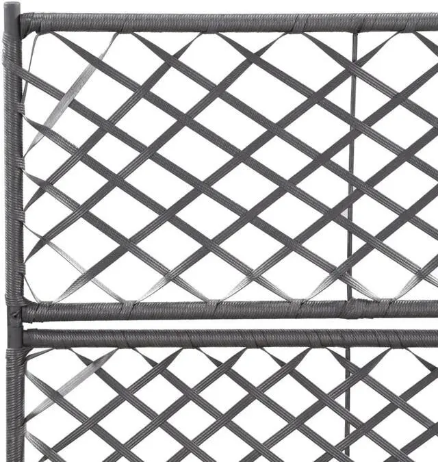 Alt view image 5 of 18 - vidaXL Trellis Raised Bed with 2 Pots Poly Rattan Black Planter Growing Box