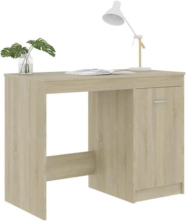 Alt view image 4 of 13 - vidaXL Desk Computer Desk Home Office Desk Shelves Sonoma Oak Engineered Wood