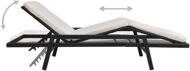Alt view image 8 of 14 - vidaXL Sun Lounger with Cushion Poly Rattan Black