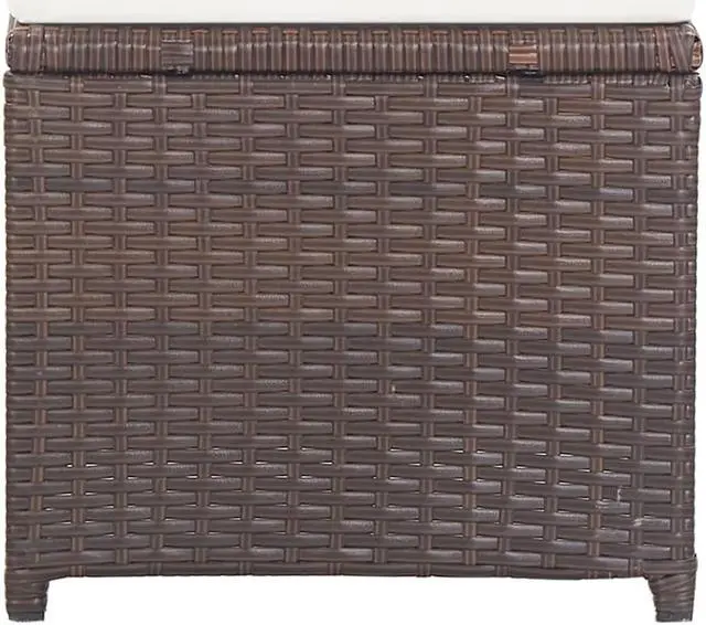 Alt view image 5 of 11 - vidaXL 2x Patio Stools with Cushions Poly Rattan Brown Seat Chairs Set Pads