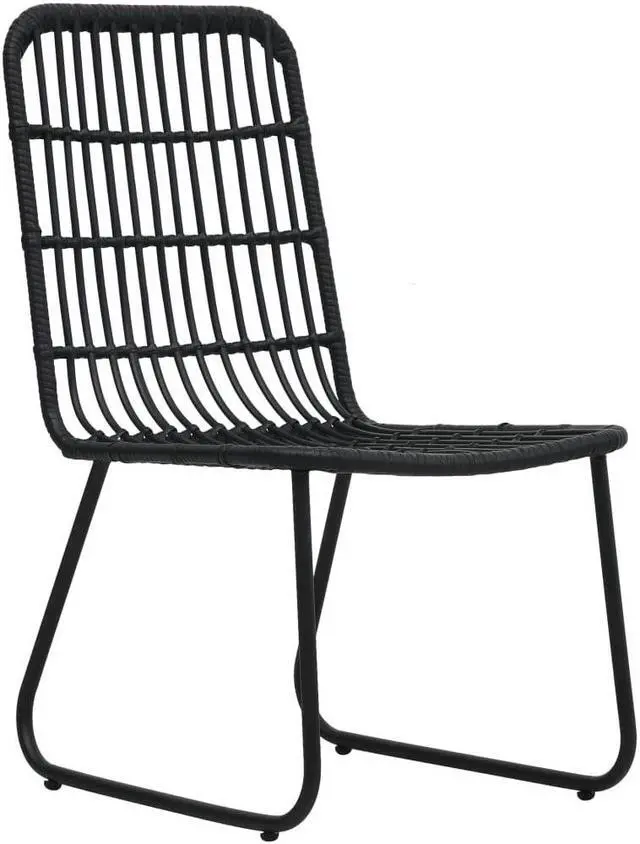 Alt view image 6 of 14 - vidaXL Garden Chair Set of 2 Black PE Rattan, Powder-Coated Steel