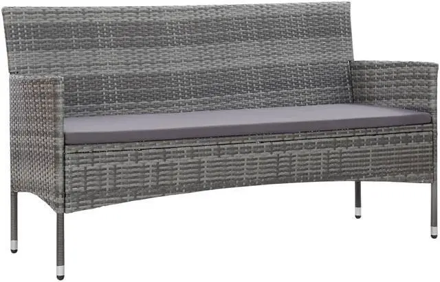 Main image of vidaXL Patio Sofa 3-Seater Patio Sofa Patio Wicker Furniture PE Rattan Gray