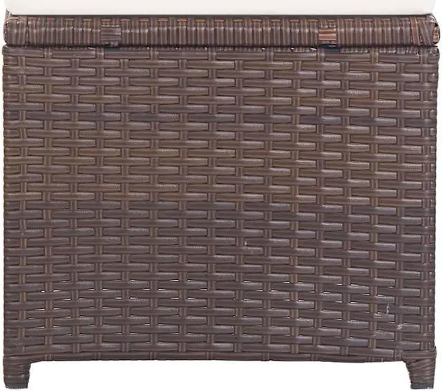 Alt view image 4 of 11 - vidaXL 2x Patio Stools with Cushions Poly Rattan Brown Seat Chairs Set Pads