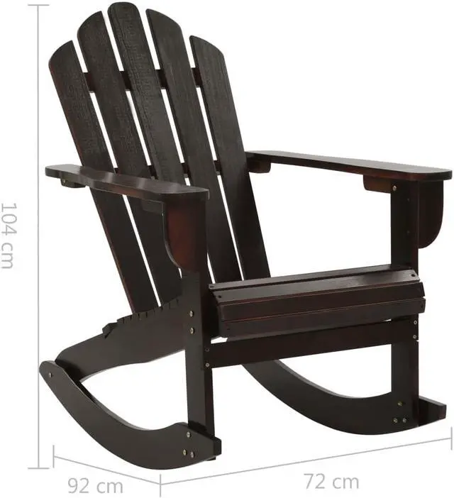 Alt view image 3 of 15 - vidaXL Adirondack Rocking Chair Porch Rocker Outdoor Patio Chair Wood Brown