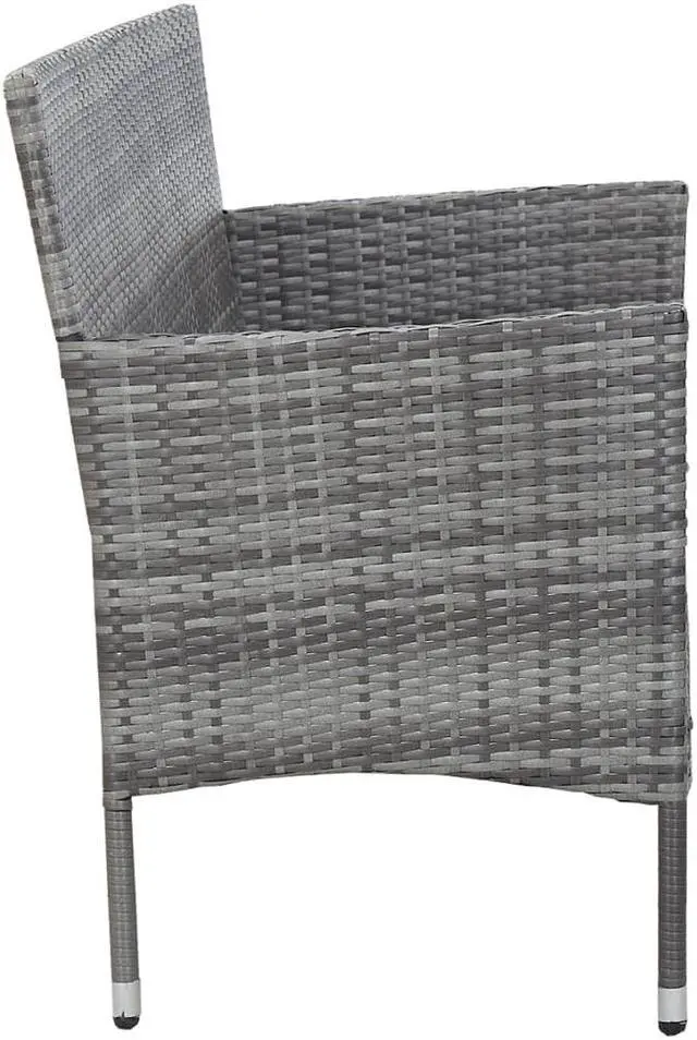 Alt view image 4 of 14 - vidaXL Patio Sofa 3-Seater Patio Sofa Patio Wicker Furniture PE Rattan Gray