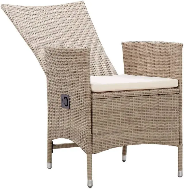 Alt view image 4 of 13 - vidaXL Patio Chairs 2 Pcs Patio Dining Chair with Cushions Poly Rattan Beige