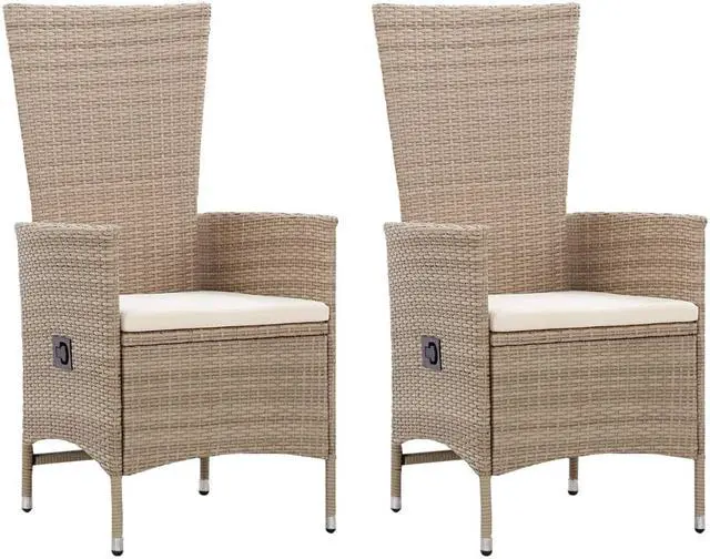 Main image of vidaXL Patio Chairs 2 Pcs Patio Dining Chair with Cushions Poly Rattan Beige