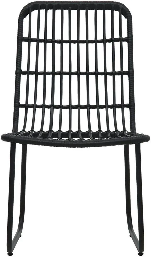 Alt view image 7 of 14 - vidaXL Garden Chair Set of 2 Black PE Rattan, Powder-Coated Steel