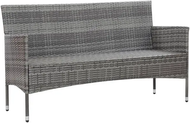 Alt view image 3 of 14 - vidaXL Patio Sofa 3-Seater Patio Sofa Patio Wicker Furniture PE Rattan Gray