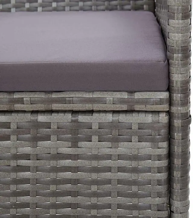 Alt view image 6 of 14 - vidaXL Patio Sofa 3-Seater Patio Sofa Patio Wicker Furniture PE Rattan Gray