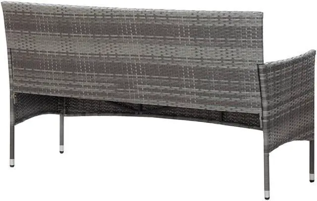 Alt view image 5 of 14 - vidaXL Patio Sofa 3-Seater Patio Sofa Patio Wicker Furniture PE Rattan Gray