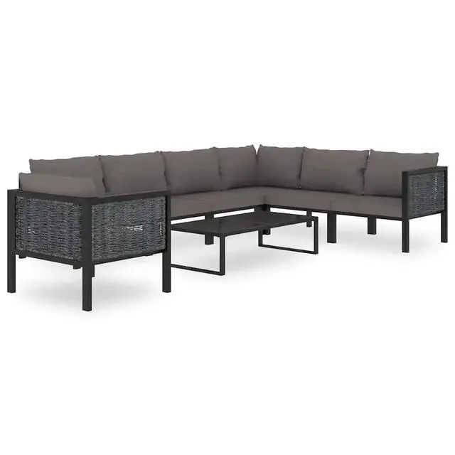 Alt view image 9 of 10 - vidaXL Sectional Corner Sofa with Left Armrest Poly Rattan Anthracite