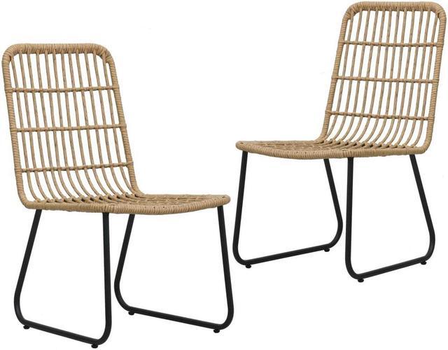 Alt view image 6 of 16 - vidaXL Garden Chairs 2 pcs Poly Rattan Oak