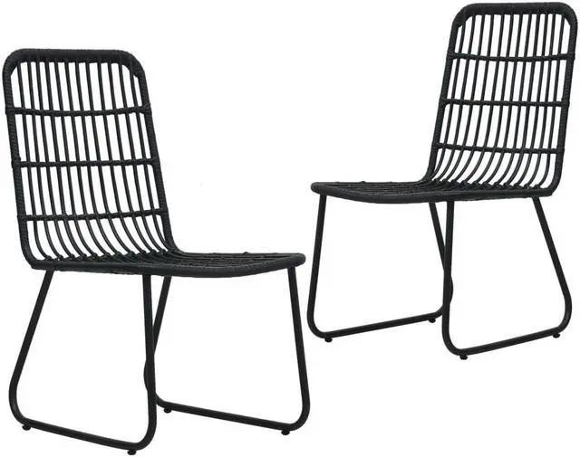 Alt view image 5 of 14 - vidaXL Garden Chair Set of 2 Black PE Rattan, Powder-Coated Steel