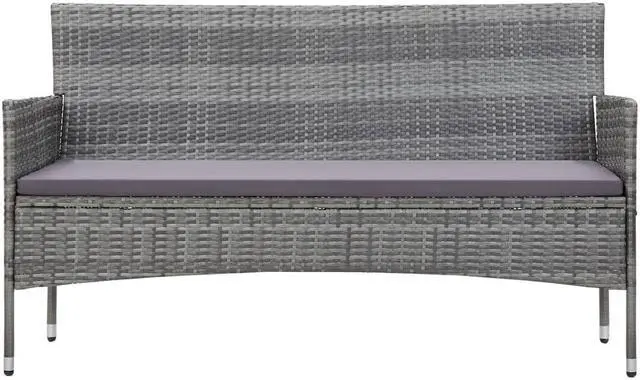 Alt view image 2 of 14 - vidaXL Patio Sofa 3-Seater Patio Sofa Patio Wicker Furniture PE Rattan Gray