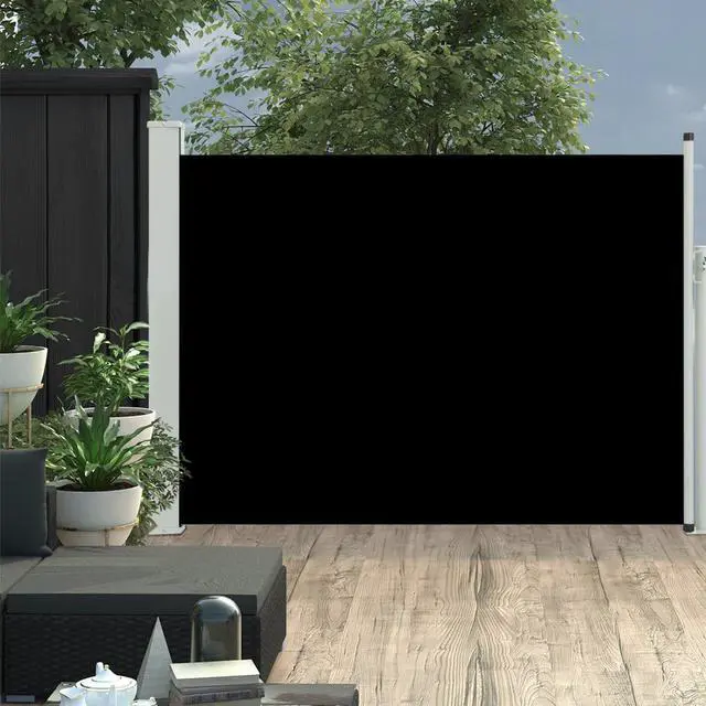 Alt view image 12 of 15 - vidaXL Patio Retractable Side Awning 39.4"x197" Black Sunshade Privacy Divider