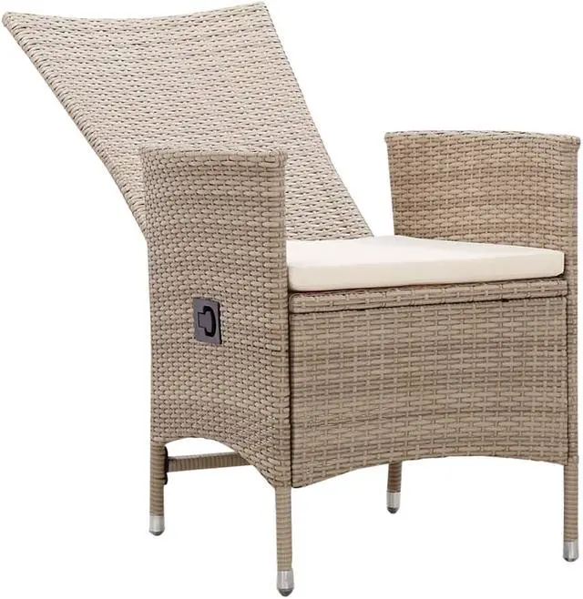 Alt view image 5 of 13 - vidaXL Patio Chairs 2 Pcs Patio Dining Chair with Cushions Poly Rattan Beige