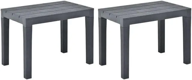 Main image of vidaXL 2x Patio Benches Anthracite Plastic Outdoor Garden Poolside Chairs Seat
