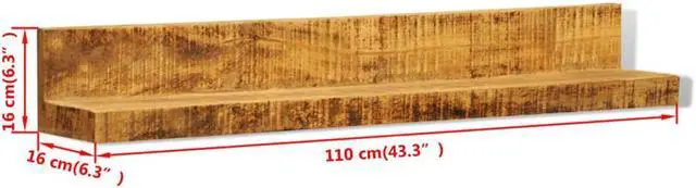 Alt view image 6 of 14 - Rustic 2pc Floating Shelf Solid Mango Wood Wall Display Shelf Vintage Home Decor