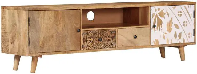 Alt view image 5 of 15 - vidaXL TV Cabinet 55.1"x11.8"x15.7" Solid Mango Wood