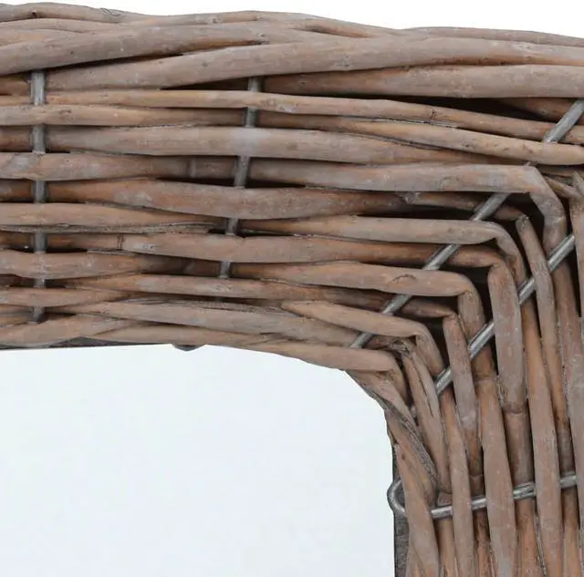 Alt view image 4 of 10 - vidaXL Mirror Natural rattan color Rattan and Glass 5.9 x 5.9 in