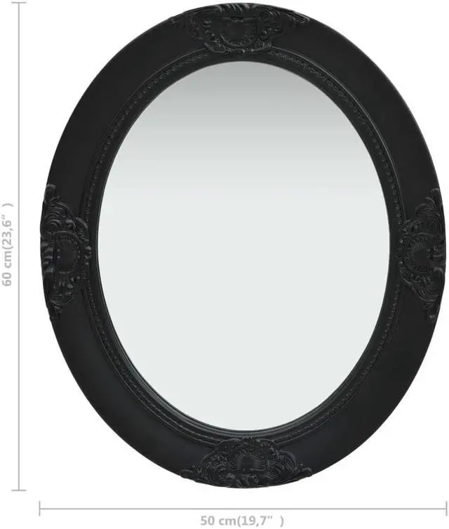 Alt view image 6 of 18 - vidaXL Wall Mirror Baroque Hanging Oval Mirror for Bedroom Living Room Black