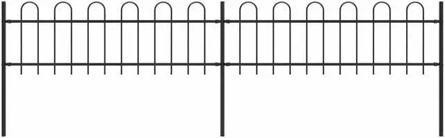 Alt view image 4 of 8 - vidaXL Garden Fence with Hoop Top Steel 11.2ft Black