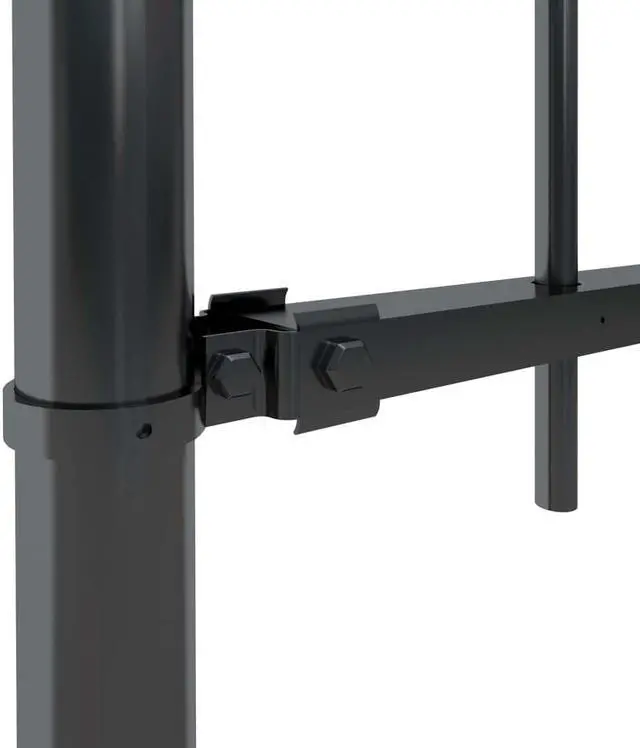 Alt view image 7 of 8 - vidaXL Garden Fence with Hoop Top Steel 11.2ft Black
