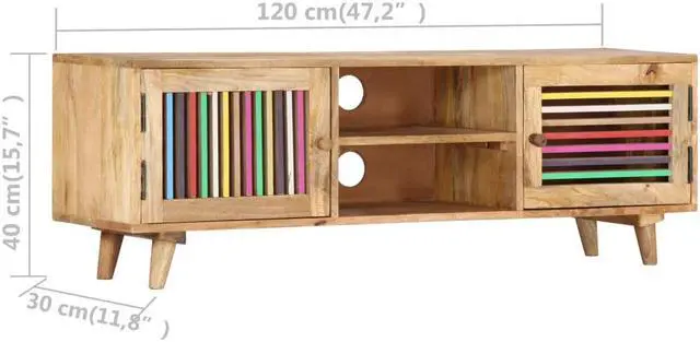 Alt view image 6 of 7 - vidaXL TV Cabinet 47.2"x11.8"x15.7" Solid Mango Wood