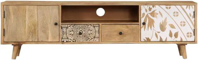 Alt view image 6 of 15 - vidaXL TV Cabinet 55.1"x11.8"x15.7" Solid Mango Wood
