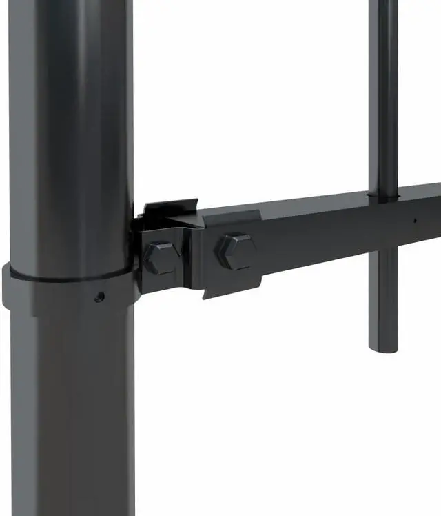 Alt view image 7 of 8 - vidaXL Garden Fence with Hoop Top Steel 16.7ft Black