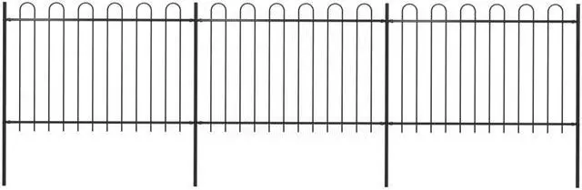 Main image of vidaXL Garden Fence with Hoop Top Steel 211.4"x47.2" Black