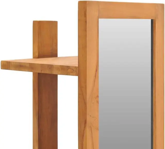 Alt view image 4 of 10 - vidaXL Wall Mirror Decorative Mirror with Shelves Hall Mirror Solid Teak Wood