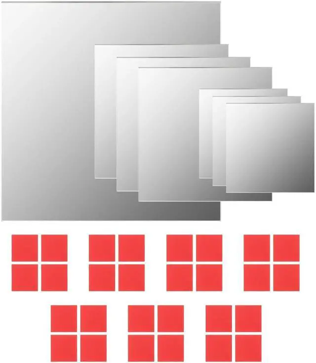 Alt view image 2 of 14 - vidaXL Mirror Tiles Mirror Sheets Wall Bathroom Hall Mirror 7 Pcs Glass Square