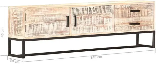 Alt view image 7 of 7 - vidaXL TV Stand TV Unit Sideboard TV Console Cabinet White Solid Acacia Wood