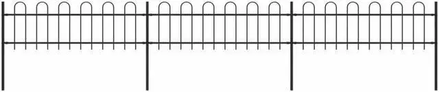 Alt view image 4 of 8 - vidaXL Garden Fence with Hoop Top Steel 16.7ft Black