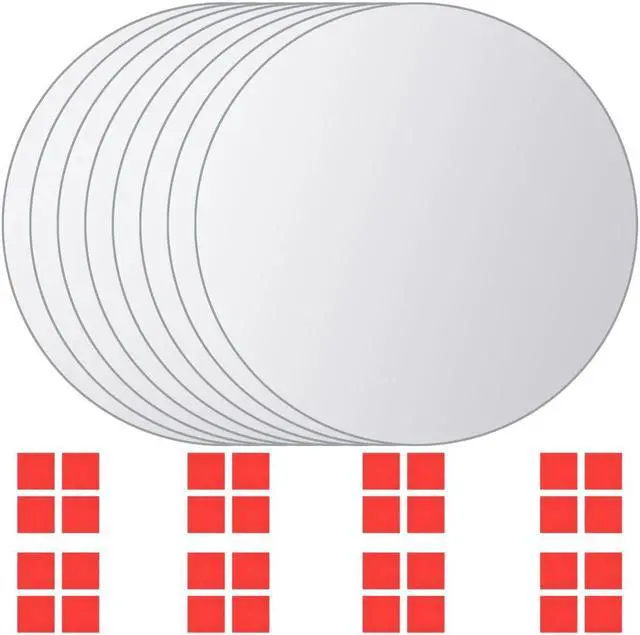 Main image of vidaXL 8x Mirror Tiles Round Glass Wall Mirror Home Decor Bathroom Bedroom