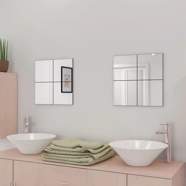 Alt view image 3 of 18 - vidaXL Mirror Tile Set of 8 High-quality glass Small Decorative Inlays