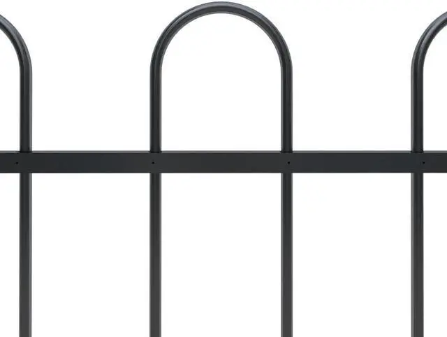 Alt view image 5 of 8 - vidaXL Garden Fence with Hoop Top Steel 11.2ft Black