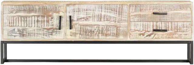 Alt view image 4 of 7 - vidaXL TV Stand TV Unit Sideboard TV Console Cabinet White Solid Acacia Wood