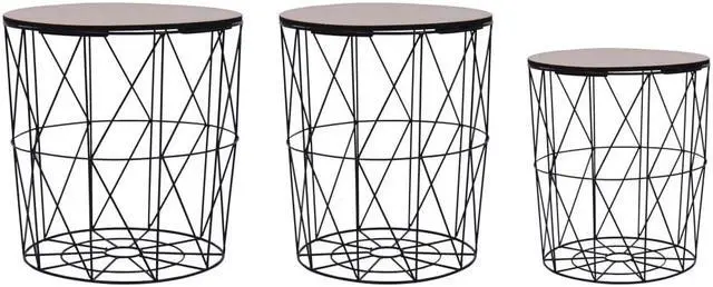 Main image of vidaXL Coffee Table 3 Pcs Round End Sofa Table Living Room Furniture Black