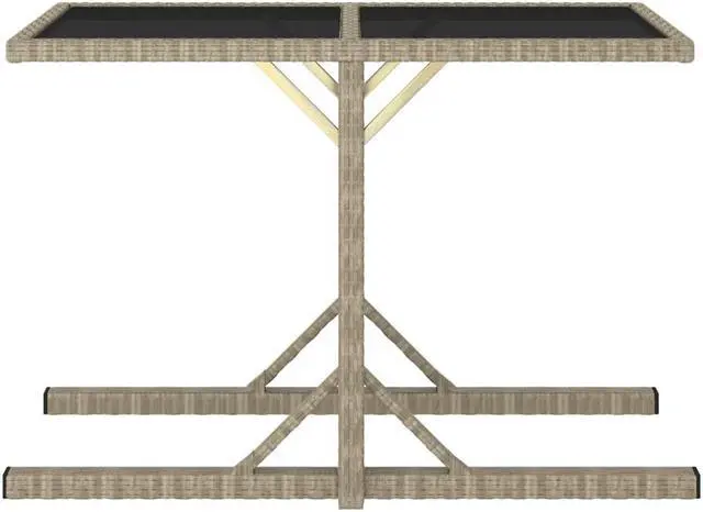 Alt view image 2 of 11 - vidaXL Patio Table Patio Garden Table for Picnic with Glass Top PE Rattan Beige