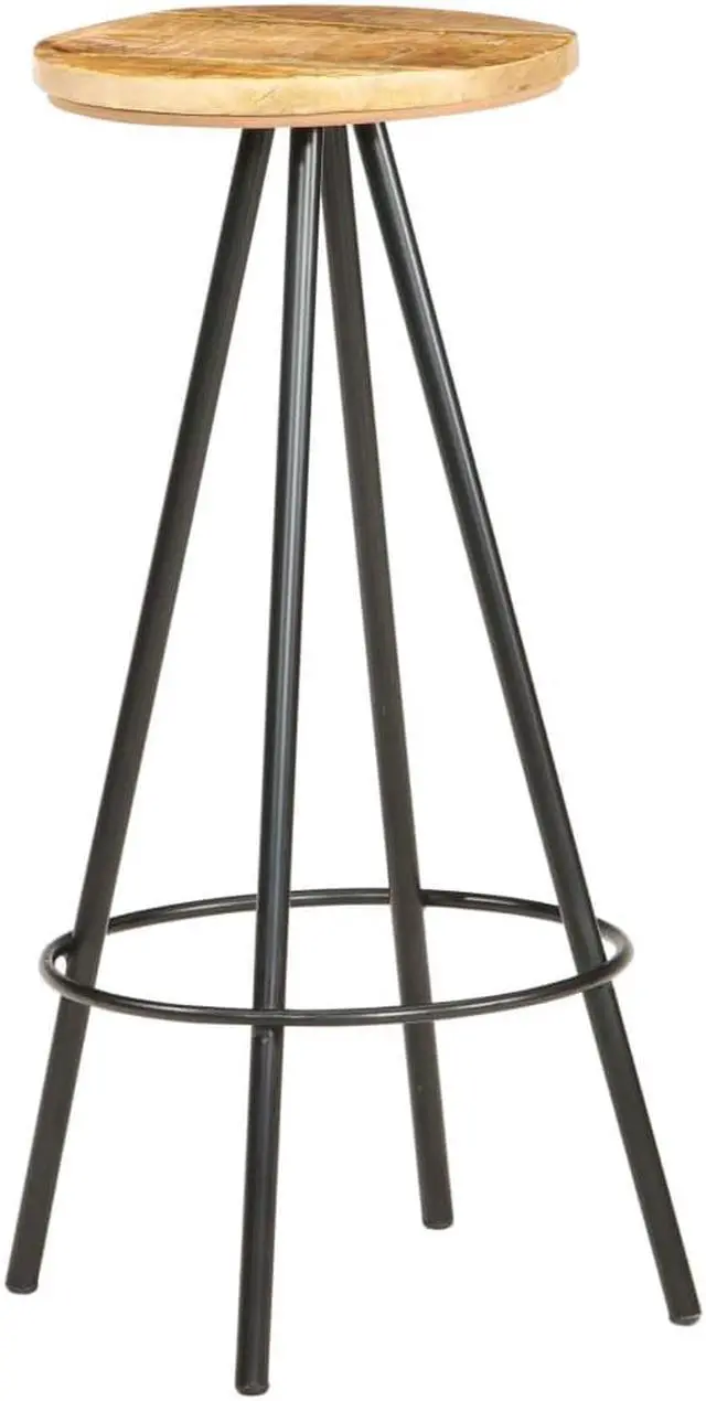 Alt view image 6 of 10 - vidaXL Bar Stools Bar Counter Height Stool Island Stool 2 Pcs Rough Mango Wood