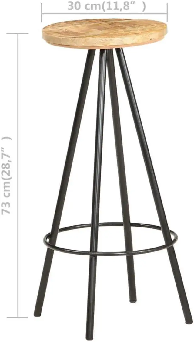 Alt view image 5 of 10 - vidaXL Bar Stools Bar Counter Height Stool Island Stool 2 Pcs Rough Mango Wood