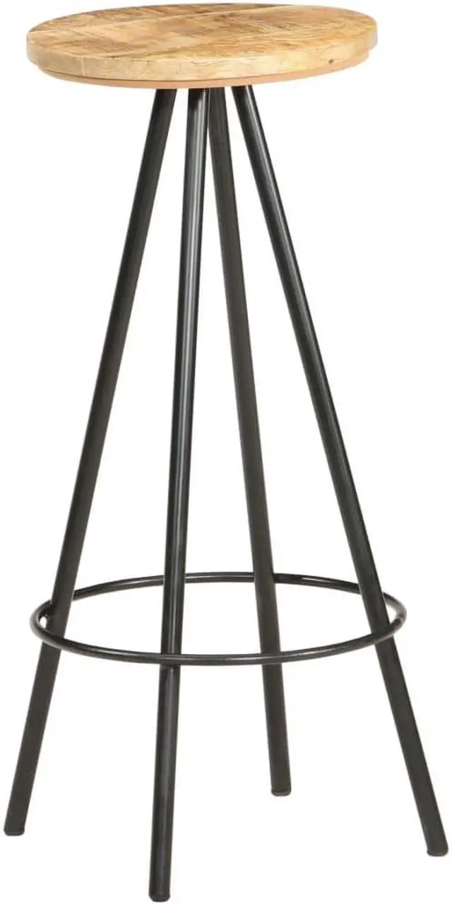 Alt view image 2 of 10 - vidaXL Bar Stools Bar Counter Height Stool Island Stool 2 Pcs Rough Mango Wood