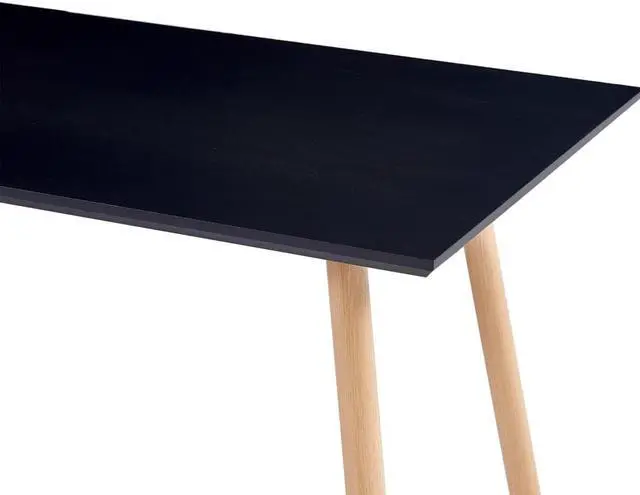Alt view image 4 of 9 - vidaXL Dining Table Black and Oak Rectangular 47.2" MDF Steel Kitchen Dinner