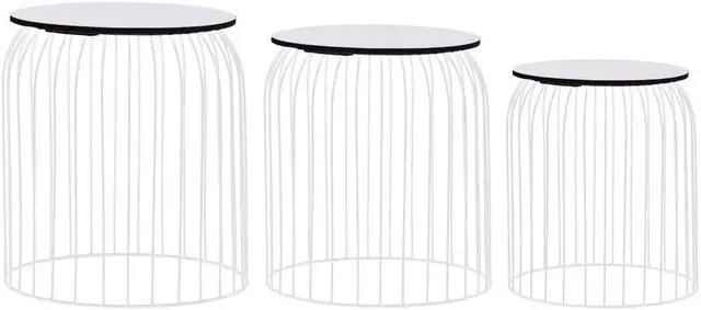 Main image of vidaXL Coffee Table 3 Pcs Round End Sofa Table Living Room Furniture White