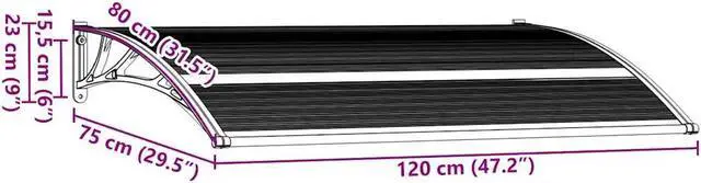 Alt view image 4 of 7 - vidaXL Door Canopy, Front Door Canopy for Protection, Porch Canopy for Outdoor, Weather-resistant Polycarbonate Cover, 47.2''x31.5'', Black