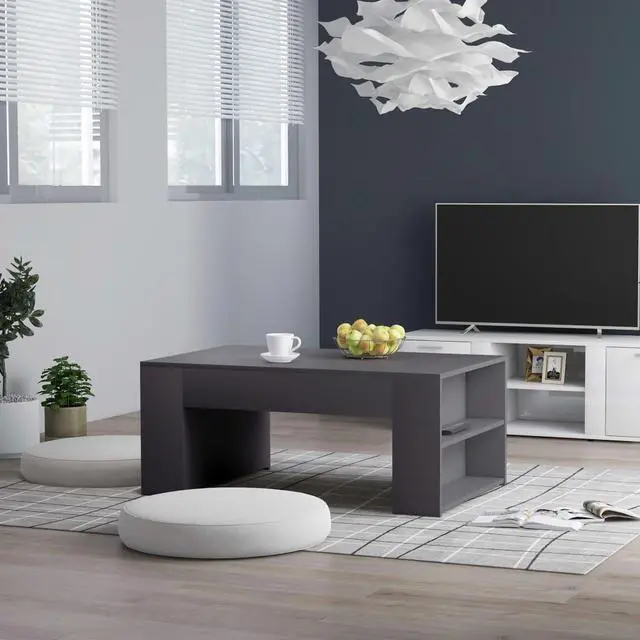 Alt view image 9 of 13 - vidaXL Coffee Table End Table with Storage for Living Room Gray Engineered Wood