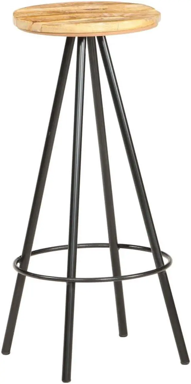 Alt view image 7 of 10 - vidaXL Bar Stools Bar Counter Height Stool Island Stool 2 Pcs Rough Mango Wood